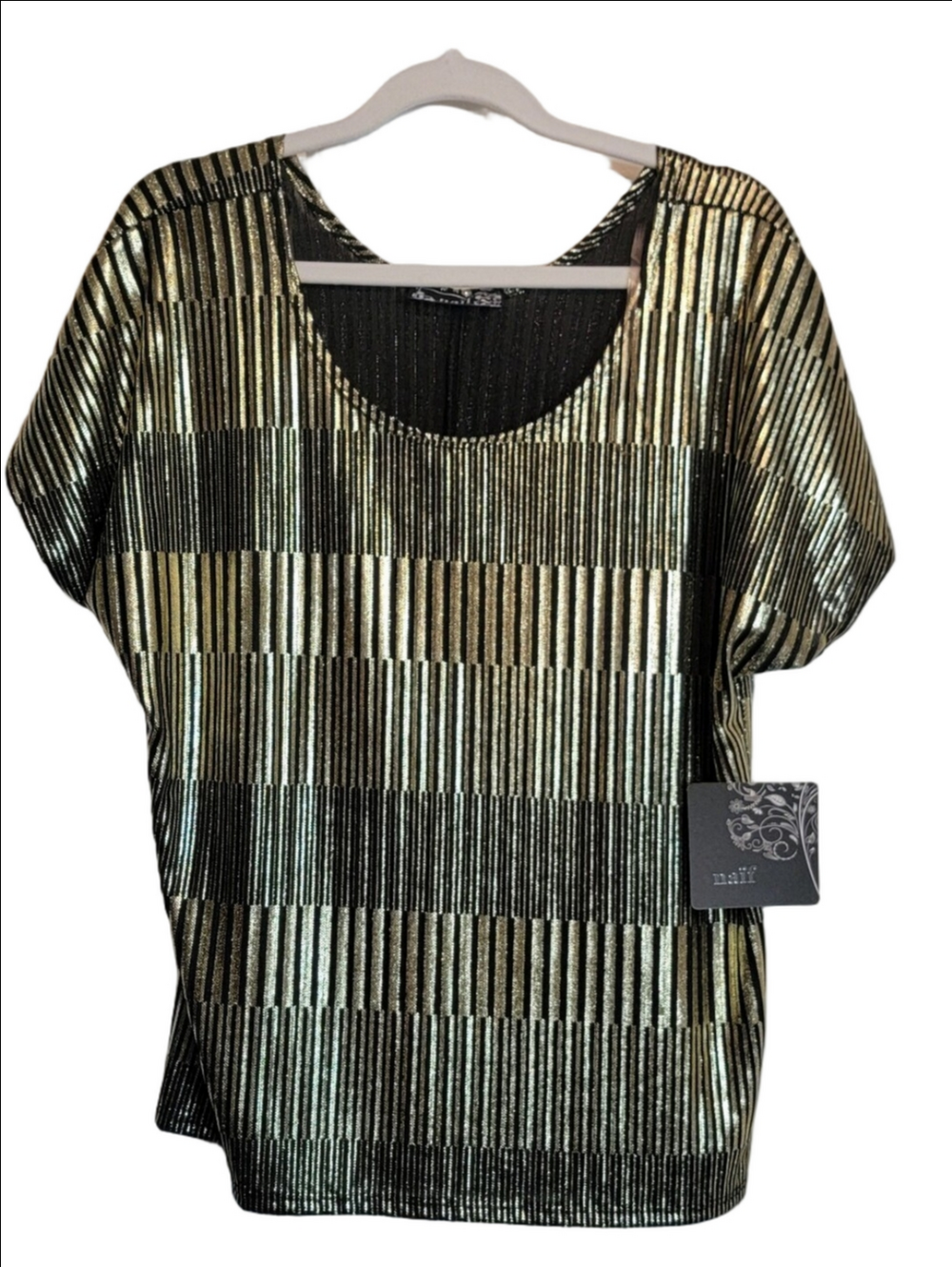 NAIF Metallic Gold Striped Womens' Special Occasion Top NWT Size Large